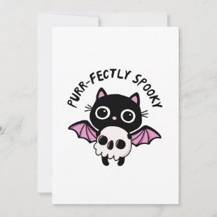 Cute Halloween Bat Cat - Purr-fectly Spooky Pun