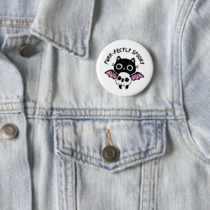 Cute Halloween Bat Cat - Purr-fectly Spooky Pun 2 Inch Round Button