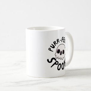 Cute Halloween Bat Cat - Purr-fectly Spooky Pun Coffee Mug