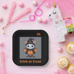 Cute Halloween bat in Disguise Festive Paper Plate