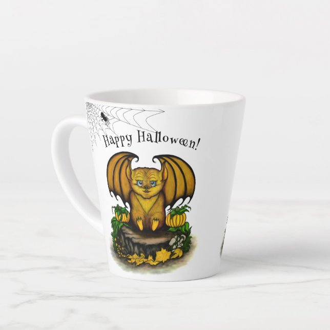  Cute Halloween Bat Latte Mug (Left Angle)