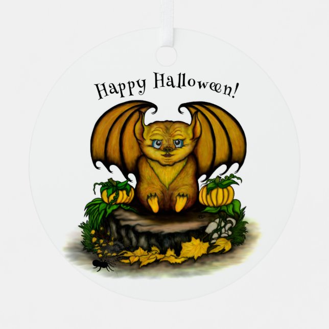  Cute Halloween Bat Metal Ornament (Front)