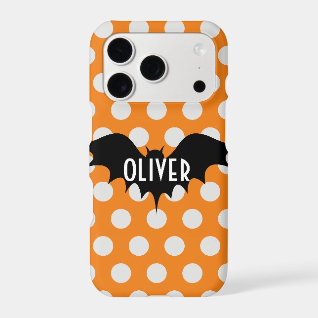 Cute Halloween Bat Pattern with Orange Polka Dots (Back)