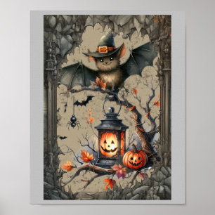 Cute Halloween bat Poster