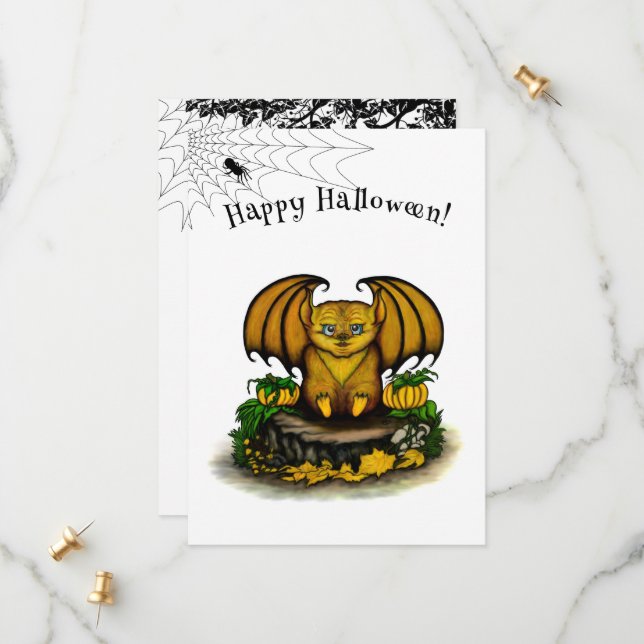  Cute Halloween Bat Save The Date (Front/Back In Situ)