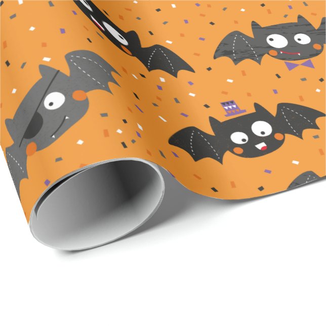Cute Halloween Bats with Sunglasses and Hats Wrapping Paper (Roll Corner)