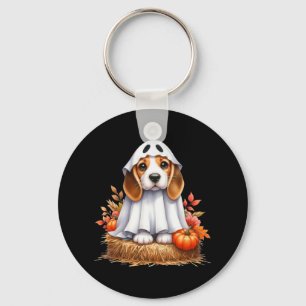 Cute Halloween Beagle Dog As Ghost Dog Owner Dogs Keychain