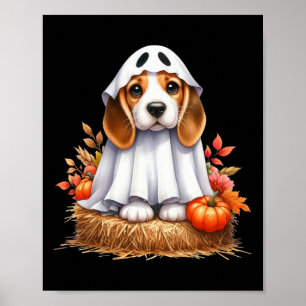 Cute Halloween Beagle Dog As Ghost Dog Owner Dogs  Poster