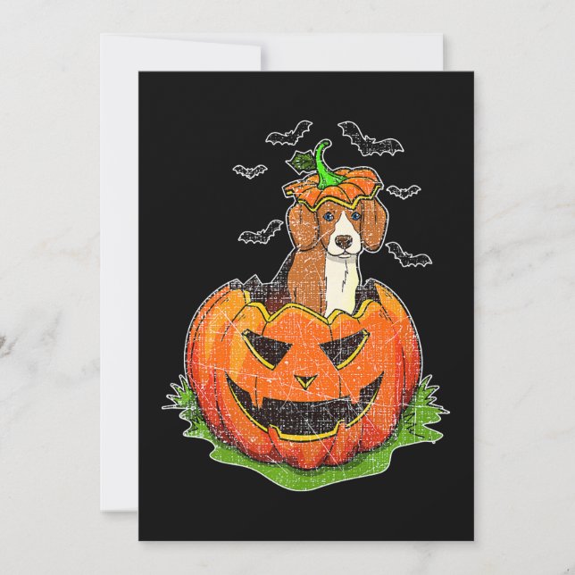 Cute Halloween Beagle Dog Lovers Pumpkin Jack O La Announcement (Front)