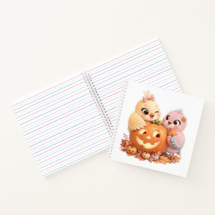 Cute Halloween Birds Jack O Lantern Art Gift Notebook