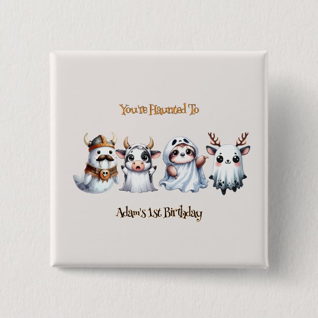 Cute Halloween Birthday 2 Inch Square Button (Front)