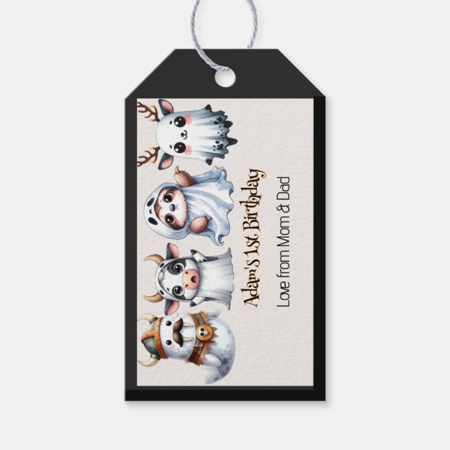 Cute Halloween Birthday Gift Tags (Front)