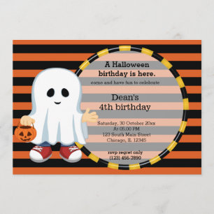 Cute halloween birthday invitation