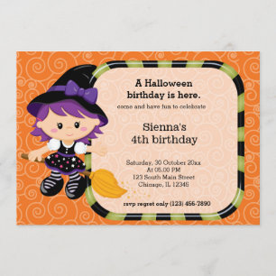 Cute halloween birthday invitation