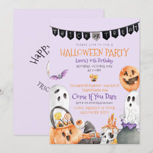 Cute Halloween Birthday Invitation