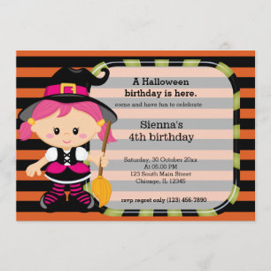 Cute halloween birthday invitation