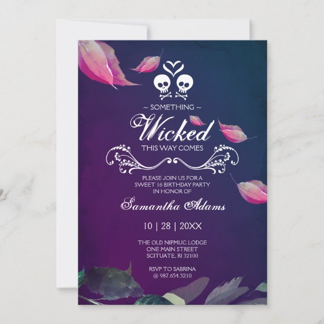 Cute Halloween Birthday Invitation – Pink & Black  (Front)
