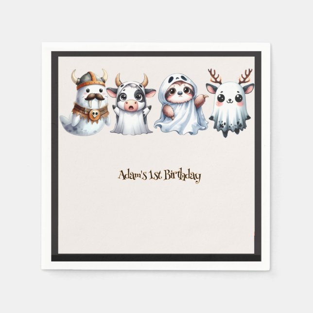 Cute Halloween Birthday Napkin (Front)