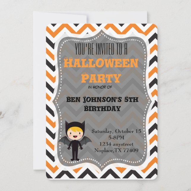 Cute Halloween Birthday Party Invite (Front)