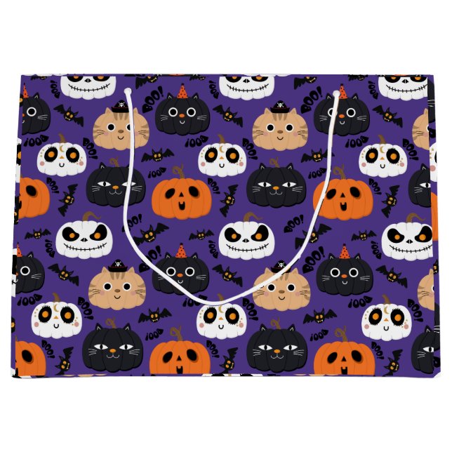 Cute Halloween Birthday Party  Large Gift Bag (Front)