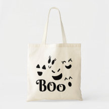 Cute Halloween Black and White BOO Ghost Faces
