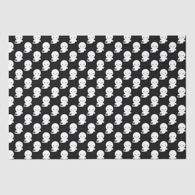 Cute Halloween black and white ghosts Tissue Paper (Front)