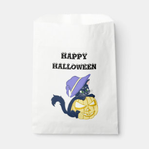 Cute Halloween Black Cat and Pumpkin Favour Bag