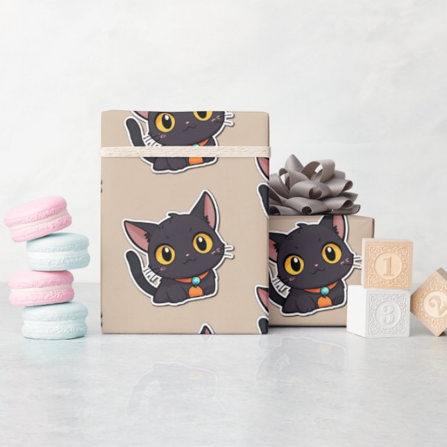 Cute Halloween Black Cat - Children's Gift Wrapping Paper (Baby Shower)