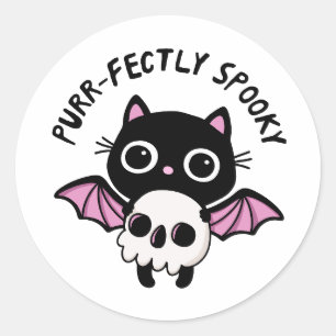 Cute Halloween Black Cat Classic Round Sticker