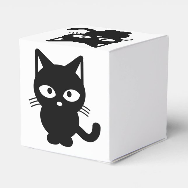 Cute Halloween Black Cat Kitty Favor Box (Back Side)