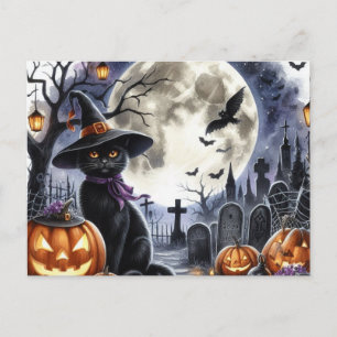 Cute Halloween Black Cat Postcard