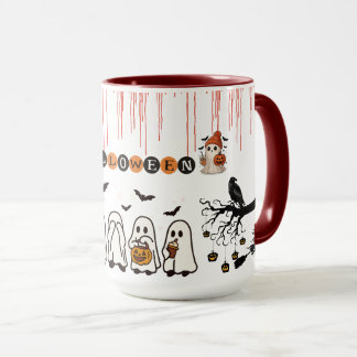 Cute Halloween Black Cat & Pumpkin Spooky Season Mug