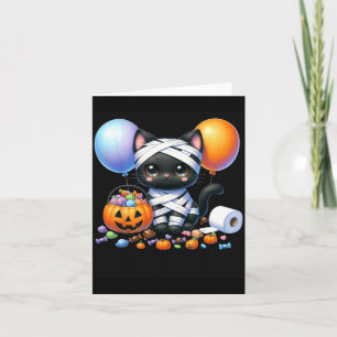 Cute Halloween Black Cat Pumpkin Trick Or Treat Card