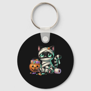 Cute Halloween Black Cat Pumpkin Trick Or Treat Keychain