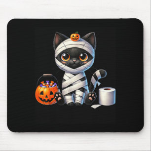 Cute Halloween Black Cat Pumpkin Trick Or Treat Mouse Pad