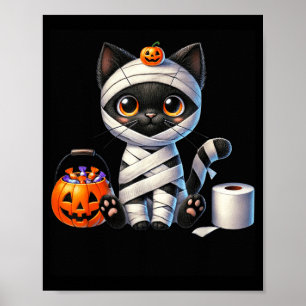 Cute Halloween Black Cat Pumpkin Trick Or Treat Poster