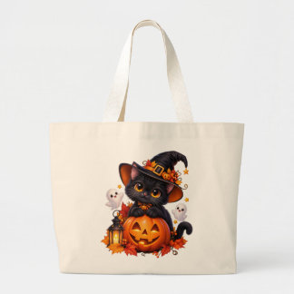 Cute Halloween Black Cat Tote Bag
