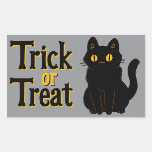 Cute Halloween Black Cat Trick or Treat Sticker