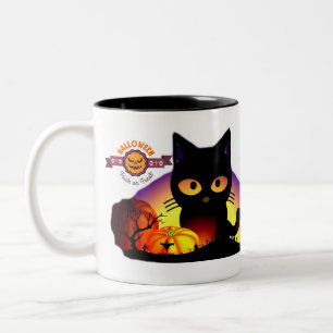 Cute Halloween Black Cat Two-Tone Mug
