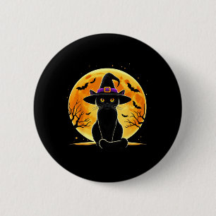 Cute Halloween Black Cat Witch Hat Halloween 2 Inch Round Button