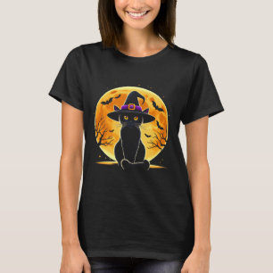 Cute Halloween Black Cat Witch Hat Halloween T-Shirt