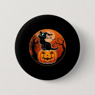 Cute Halloween Black Cat Witch Hat Pumpkin For 2 Inch Round Button