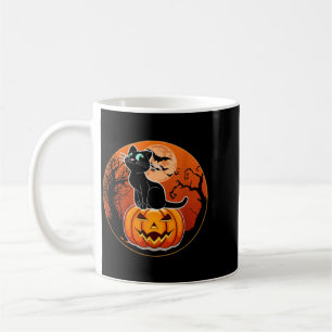 Cute Halloween Black Cat Witch Hat Pumpkin For Coffee Mug