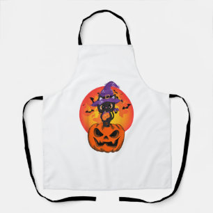 Cute Halloween Black Cat Witch Hat Pumpkin For Kid Apron