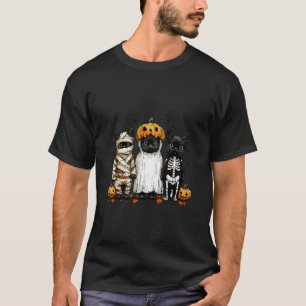 Cute Halloween Black Cats in Mummy Ghost & Skeleto T-Shirt