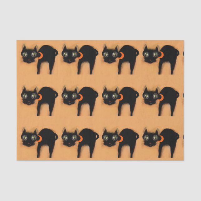 Cute Halloween Black Cats Tissue Paper (Front)