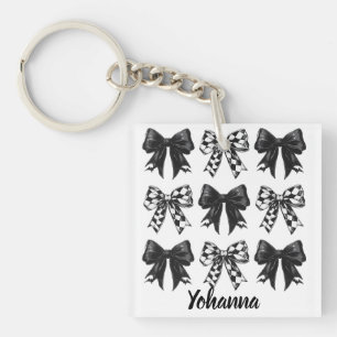 Cute Halloween Black checked bows Coquette Keychain