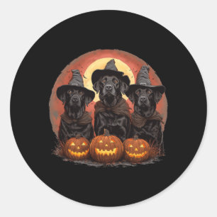 Cute Halloween Black Labrador Retriever Dogs Witch Classic Round Sticker