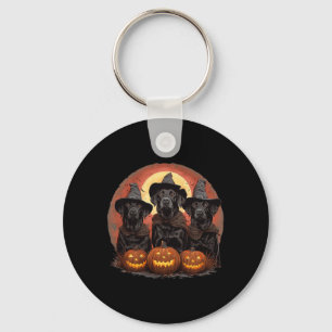 Cute Halloween Black Labrador Retriever Dogs Witch Keychain