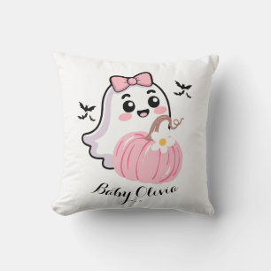 cute halloween blanket , ghost pink bow pumpkin throw pillow